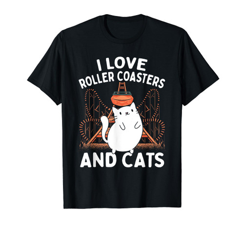 Theme Park Vacation I Love Roller Coasters And Cats T-Shirt