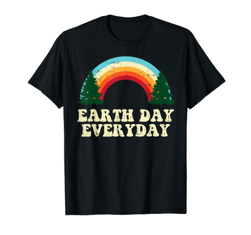 Earth Day Everyday Trees Rainbow Retro Environmentalist Gift T-Shirt