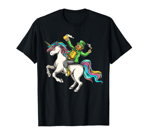 Leprechaun riding a Lepricorn Unicorn St Patricks Day T-Shirt