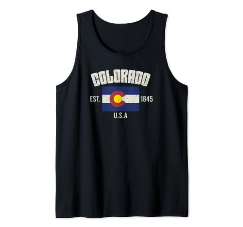 Vintage Colorado Flag- Colorado Rocky Mountain Souvenir Tank Top