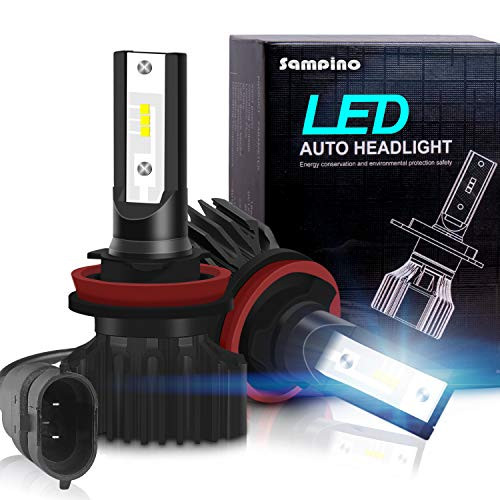 H11/H8/H9 LED Headlight Bulbs  Sampino Headlights All-in-One Conversion Kit 2Packs Low Beam/Fog Light Bulb 8000lm/set (4000lm per bulb) 5500K 12xCSP Chips Cool White ford f150 led fog lights
