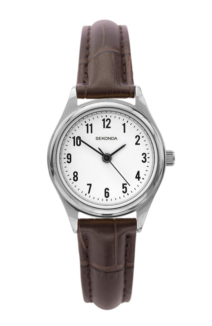 Sekonda Womens Analogue Classic Quartz, Brown Strap/Silver Case, Strap