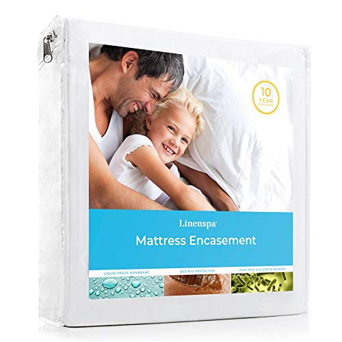 LINENSPA Zippered Encasement Waterproof, Dust Mite Proof, Bed Bug Proof, Hypoallergenic Breathable Mattress Protector - Twin Size LINENSPA Zippered Encasement Waterproof, Dust Mite Proof, Bed Bug Proof, Hypoallergenic Breathable Mattress Protector - Twin Size