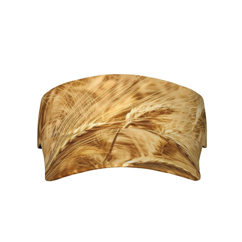 Wheat Harvest Print Sport Sun Visor Hats Adjustable Baseball Cap Cotton Visor Caps for Women Men Black