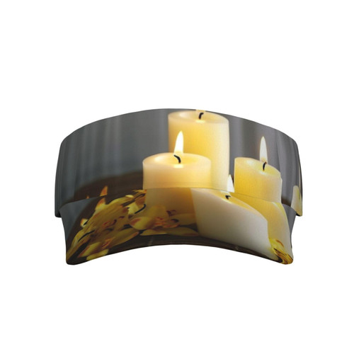 Butterfly with Candles Print Sport Sun Visor Hats Adjustable Baseball Cap Cotton Visor Caps for Women Men Black