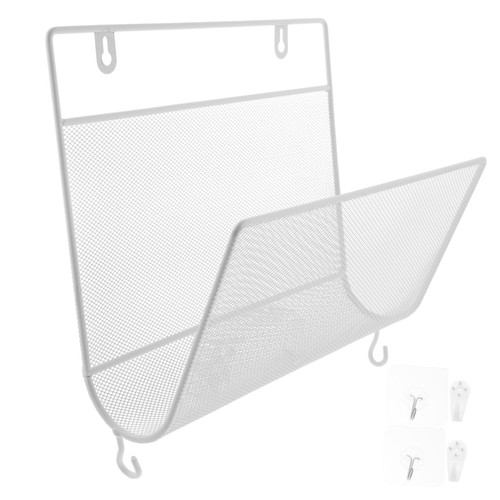 Veemoon Bookshelf on White Wall Metal Storage Shelf Wall Mounted Bookshelf White Wall Shelves Wall Mounted Bookshelves Multi-Functional Storage Shelf Folder Office Household Iron