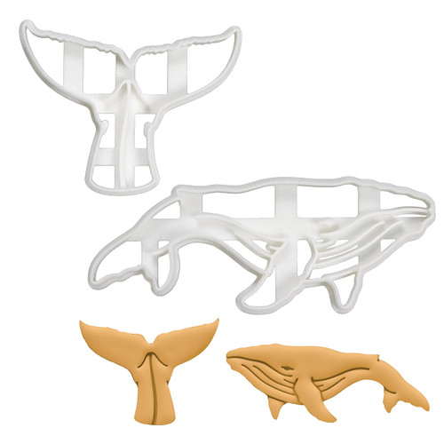 Set of 2 Humpback Whale cookie cutters (Designs: Body and Tail), 2 pieces - Bakerlogy