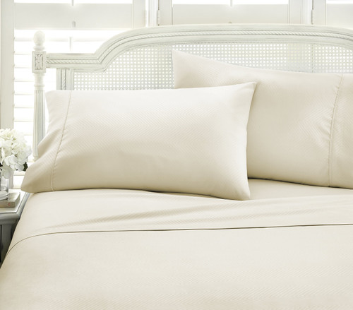 ienjoy Home Embossed 4 Piece Sheet Set, Queen, Chevron Cream