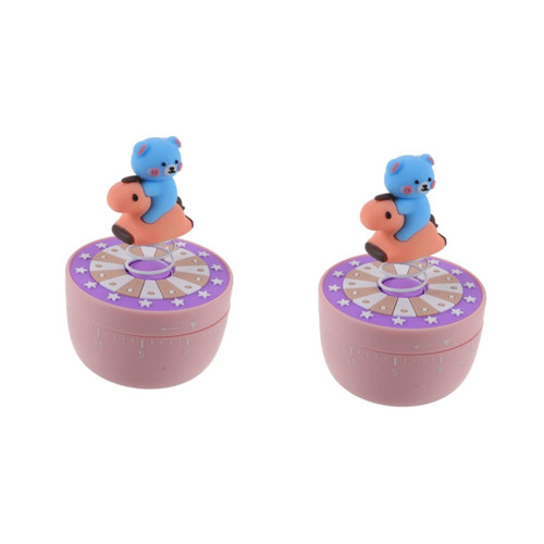 PRETYZOOM 2pcs Kitchen Timer Kitchen Food Timer Visual Timer Baking Timer Desktop Timer Cute Manager Decorative Kids Gift Desk Learning Timer Egg Timer Pink Manual Mechanical Child