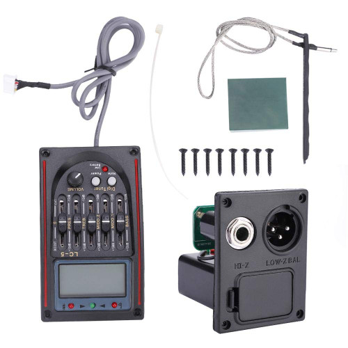Pasamer Pickup Tuner,Pickup Lcd 5-Band Acoustic Guitar Preamp Eq Lc-5 Equalizer Tuner Piezo Pickup Easy to Read Use