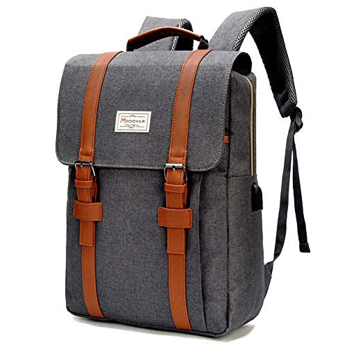 Modoker Small Travel Backpack, Vintage Laptop Backpack Bag School College Bookbag USB Charging Port Rucksack Fits 15 inch Laptop