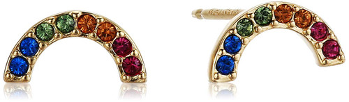Amazon Essentials 18K Yellow Gold Plated Sterling Silver Crystal Rainbow Color Earrings (previously Amazon Collection)