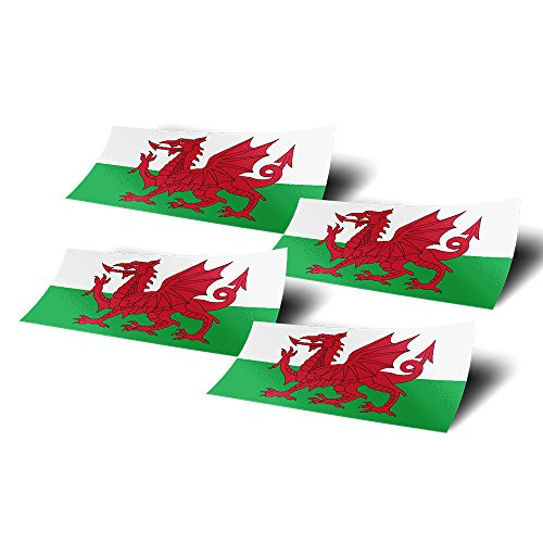 Desert Cactus Wales 4 Pack of 4 Inch Wide Country Flag Stickers Decal for Window Laptop Computer Vinyl Car Bumper Scrapbook 4
