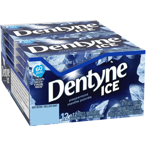 Dentyne Ice Bubble Gum, Peppermint, 12 Count {Imported from Canada}