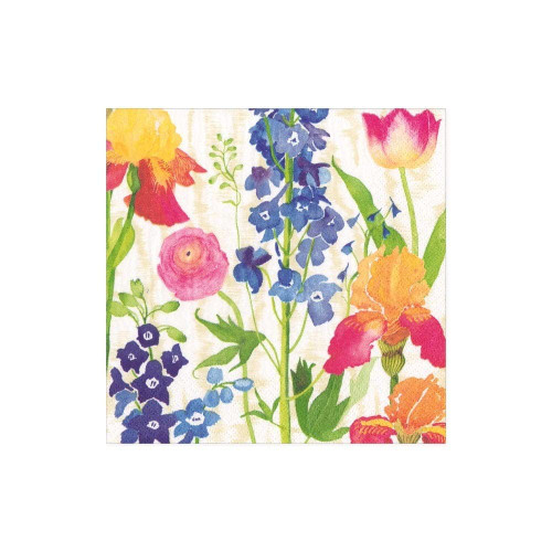 Caspari Summer Garden Boxed Paper Party Cocktail Napkins in White, 40 Per Box