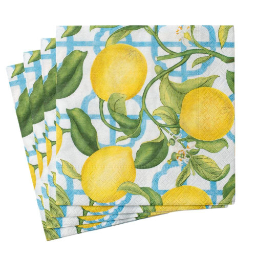 Caspari Seville Paper Luncheon Napkins in Ivory, Two Packs of 20