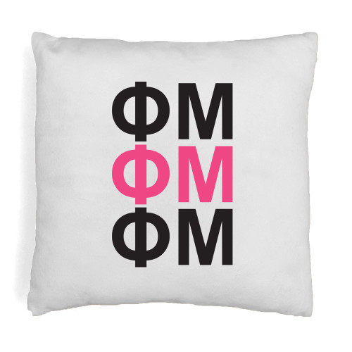 sockprints Phi Mu Greek Letters Pillow Cover 18x18 - Sorority Throw Pillow Covers - Sorority Accent Pillow - College Accent Pillow Sham