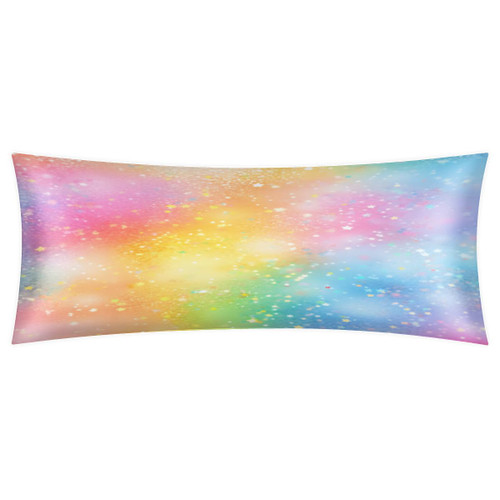 OMFUNS Satin Body Pillow Cover, Soft Long Body Pillowcase with Zipper Closure, Rainbow Galaxy Chic Star Nebula Cooling Body Pillow Cases Gifts for Women Men (21x54 Inches