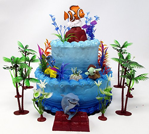 FINDING DORY 20 Piece Birthday CAKE Topper Set, Featuring Dory, Nemo and Friends, Decorative Themed Accessories, Figures Average 1" to 2" Tall