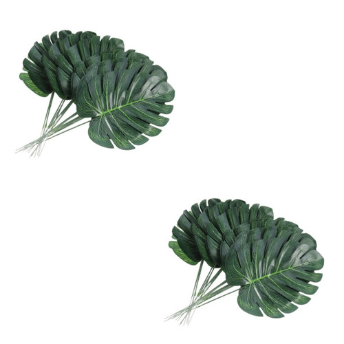 Cabilock 80 Pcs Artificial Plant Faux Eucalyptus Tree Artificial Monstera Leaf Palm Leaves with Stem Greenery Palm Leaves Green Jungle Leaves Faux Plants Decor Artificial Leaf Vase Flowers