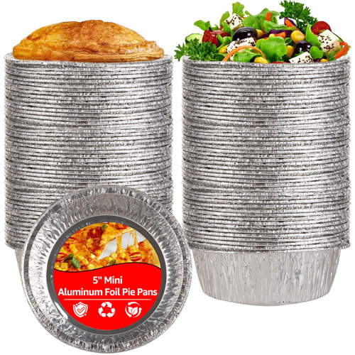 Oungy 200 PCS 4 Inch Aluminum Foil Pie Pans Disposable Mini Pie Tins Pot Pie Tins Small Pie Tins Individual Pie Pan for Pie Fruit Tarts Quiche, Easily Stack & Store, Freezer & Oven Safe