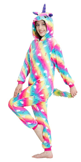 NewPlush Unisex Unicorn Costumes Pyjamas, Adult Women Men Animal Cosplay Onesie Rainbow Love Large NewPlush Unisex Unicorn Costumes Pyjamas, Adult Women Men Animal Cosplay Onesie Rainbow Love Large