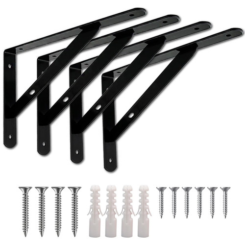 Heavy Duty Shelf Bracket 12 Inch,Shelf Support Bracket,Shelf Brackets Metal Brackets for Shelves, Floating Shelves 90 Degree Bracket (4 Pack)