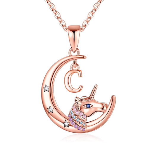 Unicorn Necklace for Girls, 14K Rose Gold Plated Crescent Moon Pendant Unicorn Necklace for Girls Jewelry Colorful CZ Unicorn Jewelry Initial Necklace Unicorn Gifts for Girls Birthday Gifts(C) Unicorn Necklace for Girls, 14K Rose Gold Plated Crescent Moon Pendant Unicorn Necklace for Girls Jewelry Colorful CZ Unicorn Jewelry Initial Necklace Unicorn Gifts for Girls Birthday Gifts(C)
