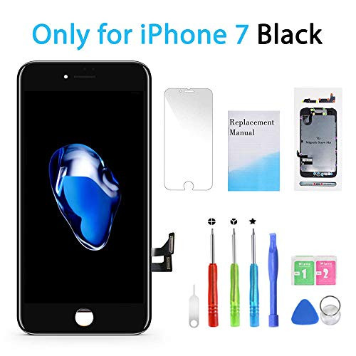 QI EU Compatible with iPhone 7 Screen Replacement Black 4.7 inch Model A1660 A1779 A1778 3D Touch LCD Display Digitizer Assembly kit with Repair Tools