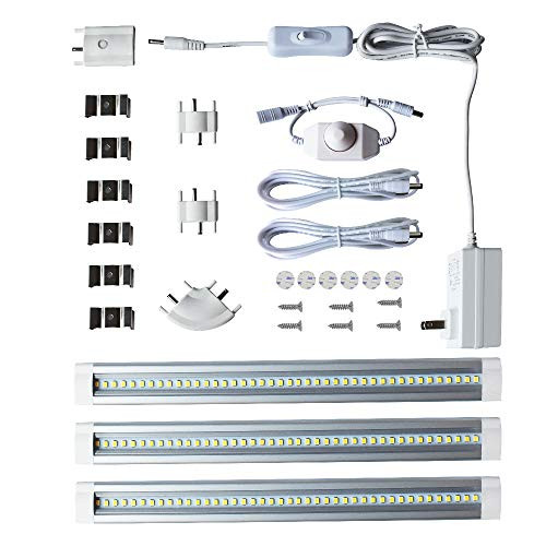 LAMPAOUS LED Under Cabinet Lighting, Closet Lighting, Shelf Lighting,Dimmable Under Counter Lighting, 12W 900 Lumens, Warm White 3000K Kitchen Cabinet Strip Lights Pack of 3 (Warm White 3000K)