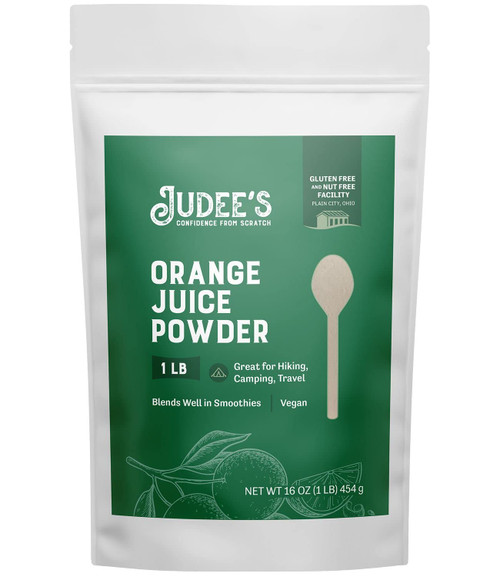 Judee's Orange Juice Powder - 1 lb - Delicious and 100% Gluten-Free - Great for Smoothies, Shakes, Mixed Drinks, Fruit Tarts, and Glazes- Fresh Orange Flavor