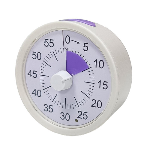 Haiphisi 60-Minute Visual Timer,Classroom Timer for Kids and Adults,Toddler Timer with Stop Button Design,Time Management Tool for Teaching?Grey+Purple?