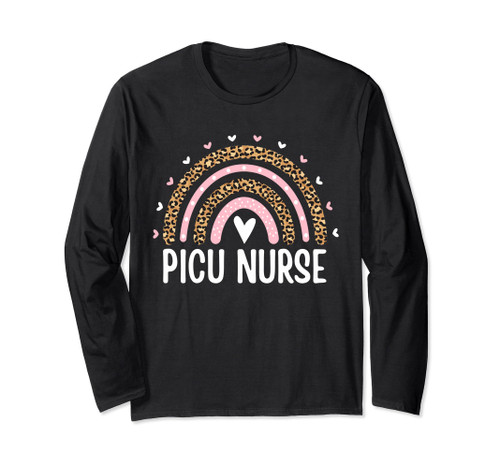 Pediatric Intensive Care Unit Nursing Rainbow PICU Nurse Long Sleeve T-Shirt