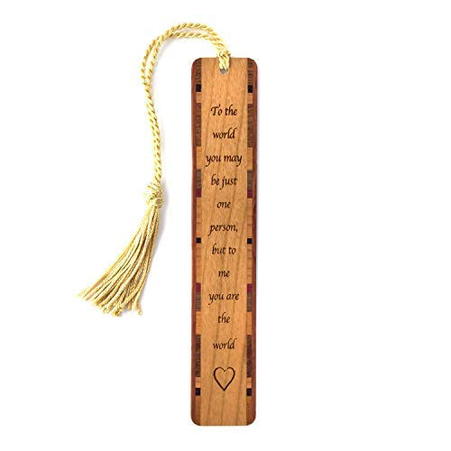 Personalized to Me You are The World Quote, Engraved Wooden Bookmark - Made in USA - Also Available Without Personalization