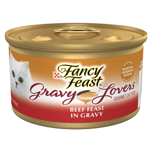 Purina Fancy Feast Gravy Lovers Beef Feast Gourmet Cat Food in Wet Cat Food Gravy - (Pack of 24) 3 oz. Cans