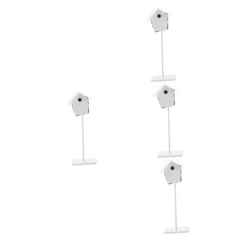 ERINGOGO 4pcs Micro Landscape Bird's Nest Office Decore The Office Decor Micro Landscape Adornment Doll House Decoration Miniature Small Bird Cage Pretend Props Birdcage Wrought Iron White