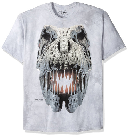The Mountain Silver Rex Skull Adult T-Shirt, Grey, Small
