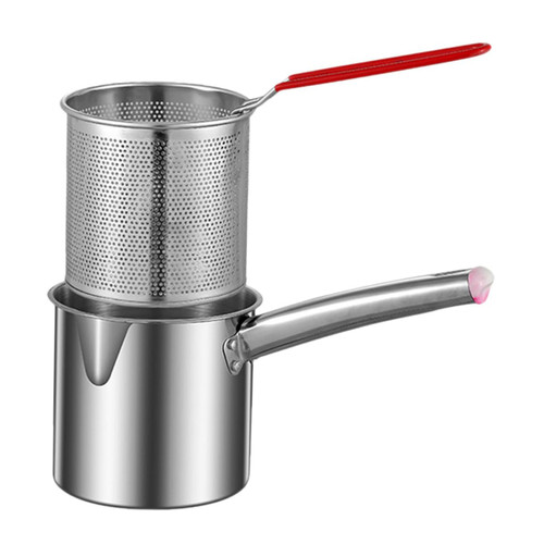 LIOOBO 1 Set Fry Pan Deep Fryer Griddle Fry Baskets Deep Fry Basket Pot with Fry Basket Frying Pot Fryer Basket Frying Basket with Handle Wok Stainless Steel Multifunction