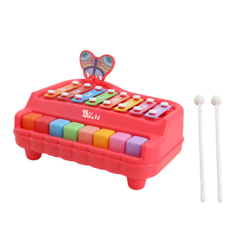 Hemoton Piano Toys Music Toy Kids Knocking Instrument Knocking Piano Toy Piano for Toddler Music Enlightenment Gift Musical Instruments Toy Hand Percussion Child Cartoon Plastic Red