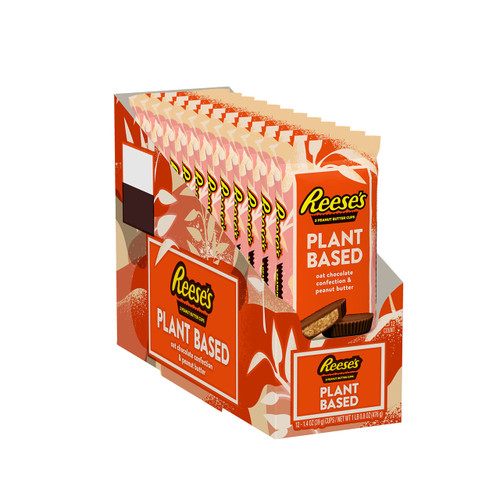 REESE'S Plant Based Oat Chocolate Confection Peanut Butter Cups, Candy Packs, 1.4 oz (12 Count)