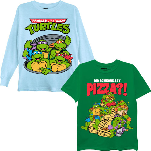 Teenage Mutant Ninja Turtles Boys' Toddler TMNT 2-Pack T-Shirt Bundle 2 Pack Tees, Green/Blue, 3T