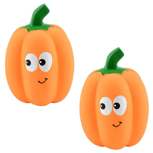 STOBOK 2pc Halloween Dog Toys Dog Squeaky Toys Pet Latex Toy Cartoon Pumpkin Shape Sound Teeth Toy Interactive Play Chew Molar Toys for Playtime and Teeth Cleaning Puppy Chew Toy Brain Toy