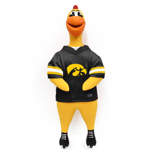 Littlearth Iowa Hawkeyes Rubber Chicken Dog Toy with Clucker