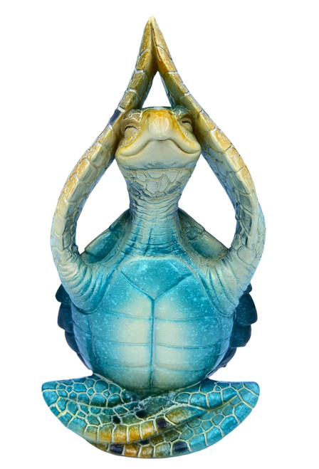 VVGIFTS Sea Turtle Meditation Yoga Decor, Garden Figurine Sea Turtle Meditating Coastal Beach Decorations, Zen Yoga Resin Sea Turtle Statue for Home Office Decorations (Put The Palms up)