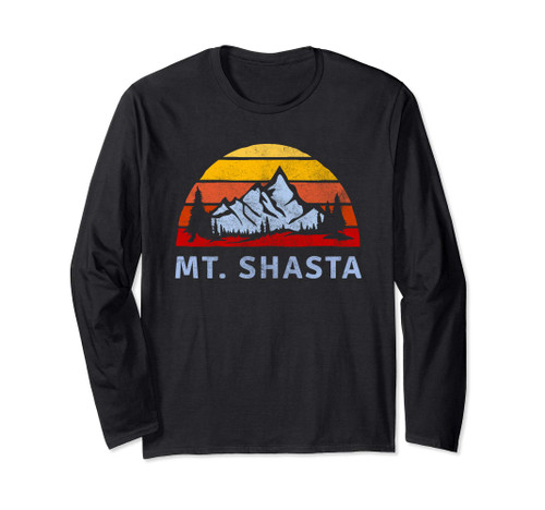 Mt. Shasta Retro Mountain Sunset Long Sleeve T-Shirt