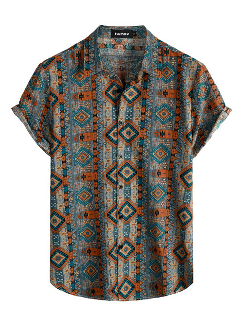 VATPAVE Mens Casual Hawaiian Floral Shirts Short Sleeve Button Down Tropical Shirts Beach Summer Shirts XX-Large Orange