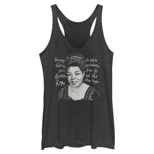 Fifth Sun Lost Gods Maya Angelou Women's Racerback Tank Top, Black Heather, Small Fifth Sun Lost Gods Maya Angelou Women's Racerback Tank Top, Black Heather, Small