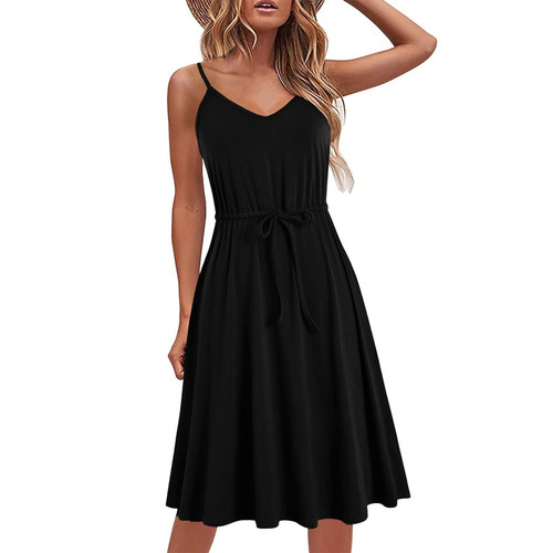 Summer Sun Dress for Women Casual Beach Floral V Neck Tie Front Spaghetti Strap Casual Sundress with Pockets Summer Sun Dress for Women Casual Beach Floral V Neck Tie Front Spaghetti Strap Casual Sundress with Pockets
