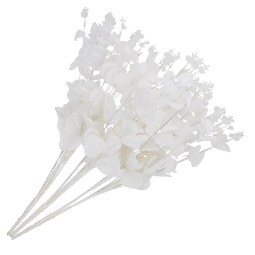 Garneck 6 Pcs Simulated Eucalyptus Leaves Decor Plants Decorative Branches Faux Plant White Flowers Eucalyptus Leaf Spray Artificial Foliage Stems Fake Eucalyptus Stems Arrangement