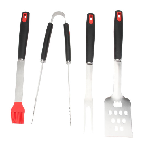Milisten 4pcs Set Barbecue Skewer Grill Tongs Barbecue Spatula BBQ Grill Tools Barbecue Grilling Utensils Grilling Tongs Wide BBQ Spatula Barbecue Fork Oven Stainless Steel